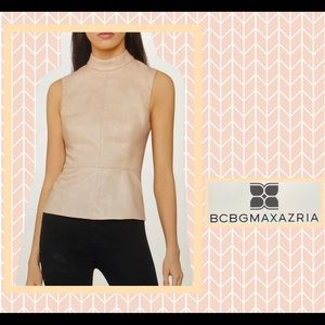 BCBGMAXAZRIA Faux Leather sleeveless top